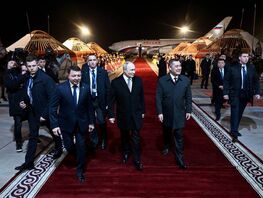 Russian President Vladimir Putin arrives in Bishkek for state visit